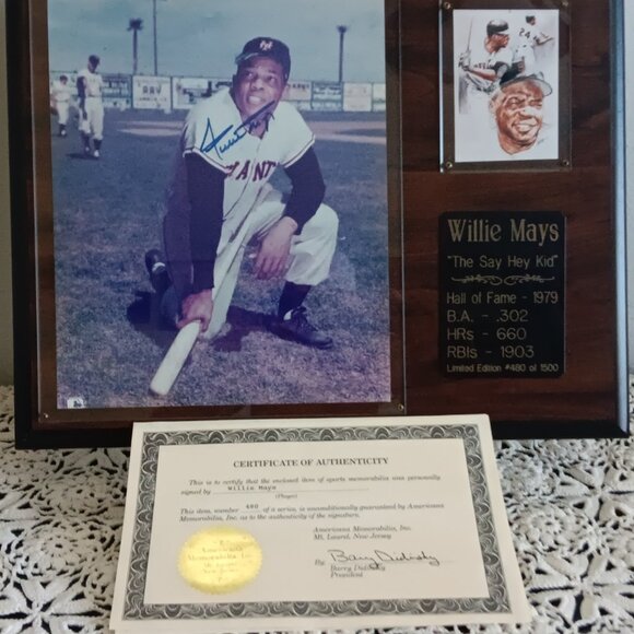 Rare! Willie Mays Signed Limited Edition Certified Plaque - Picture 1 of 7